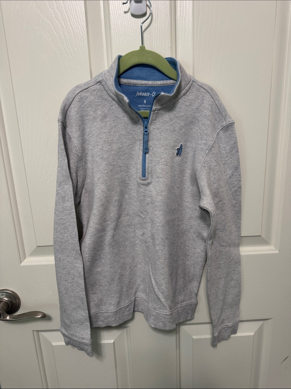 Johnnie-O Youth Light Gray Quarter-Zip Pullover Sweatshirt